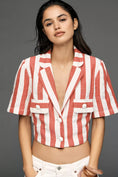 Load image into Gallery viewer, Maeve Striped Short-Sleeve Cropped Blazer
