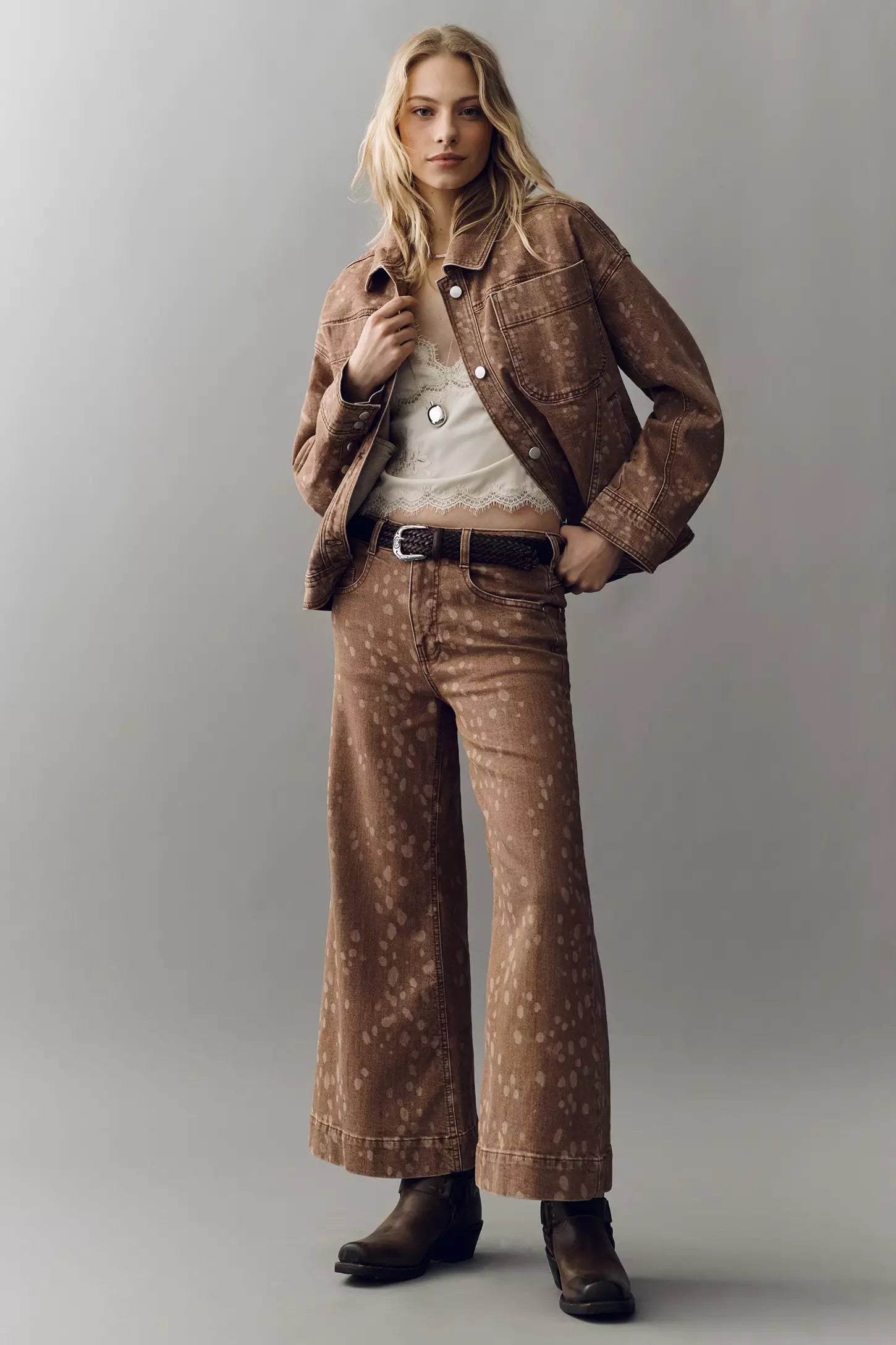 Pilcro Oh Deer High-Rise Wide-Leg Jeans