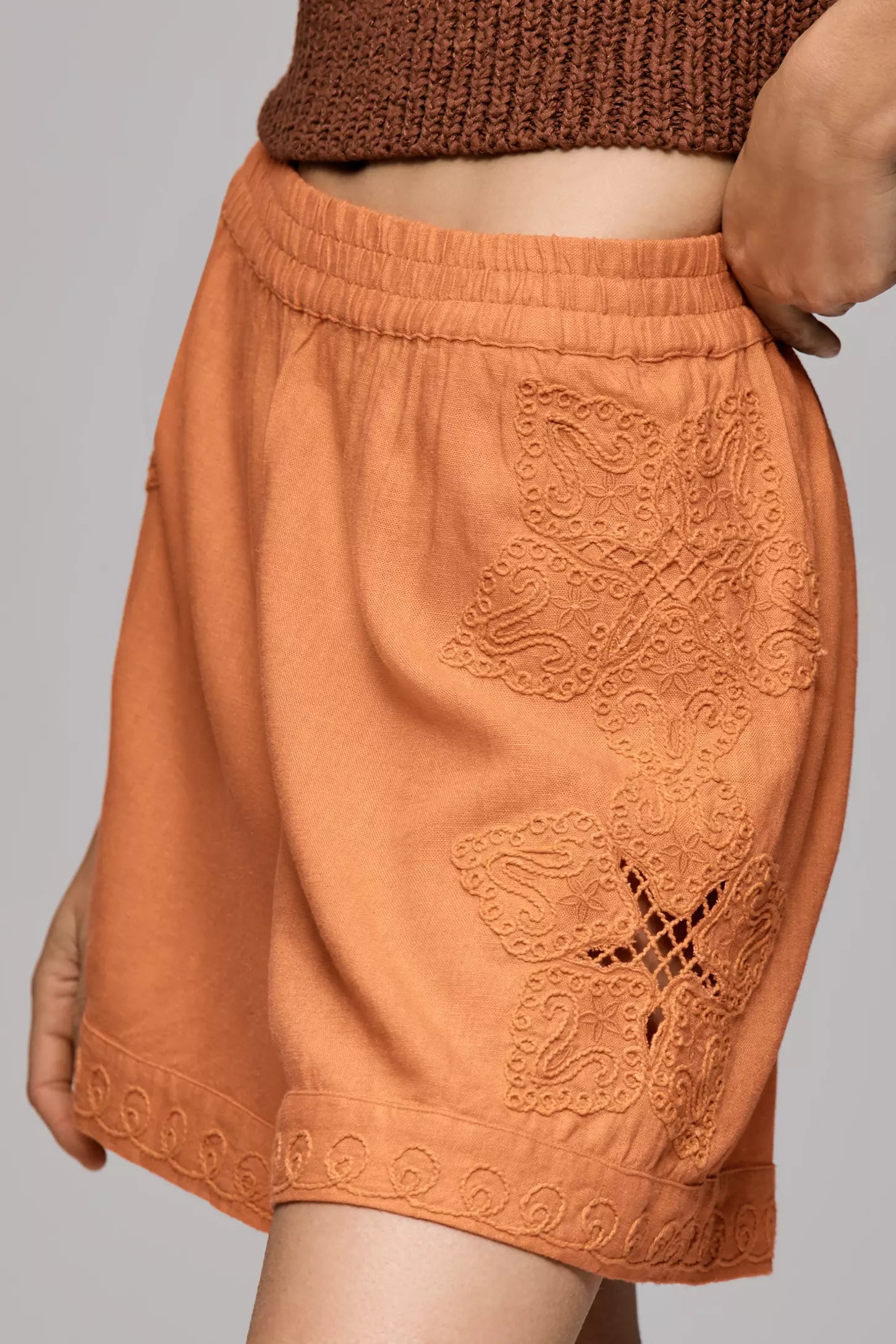 Ollari Cutwork Pull-On Shorts