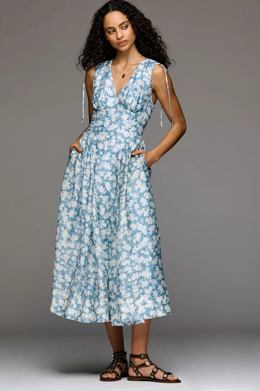 ASTR The Label Emmery V-Neck Midi Dress