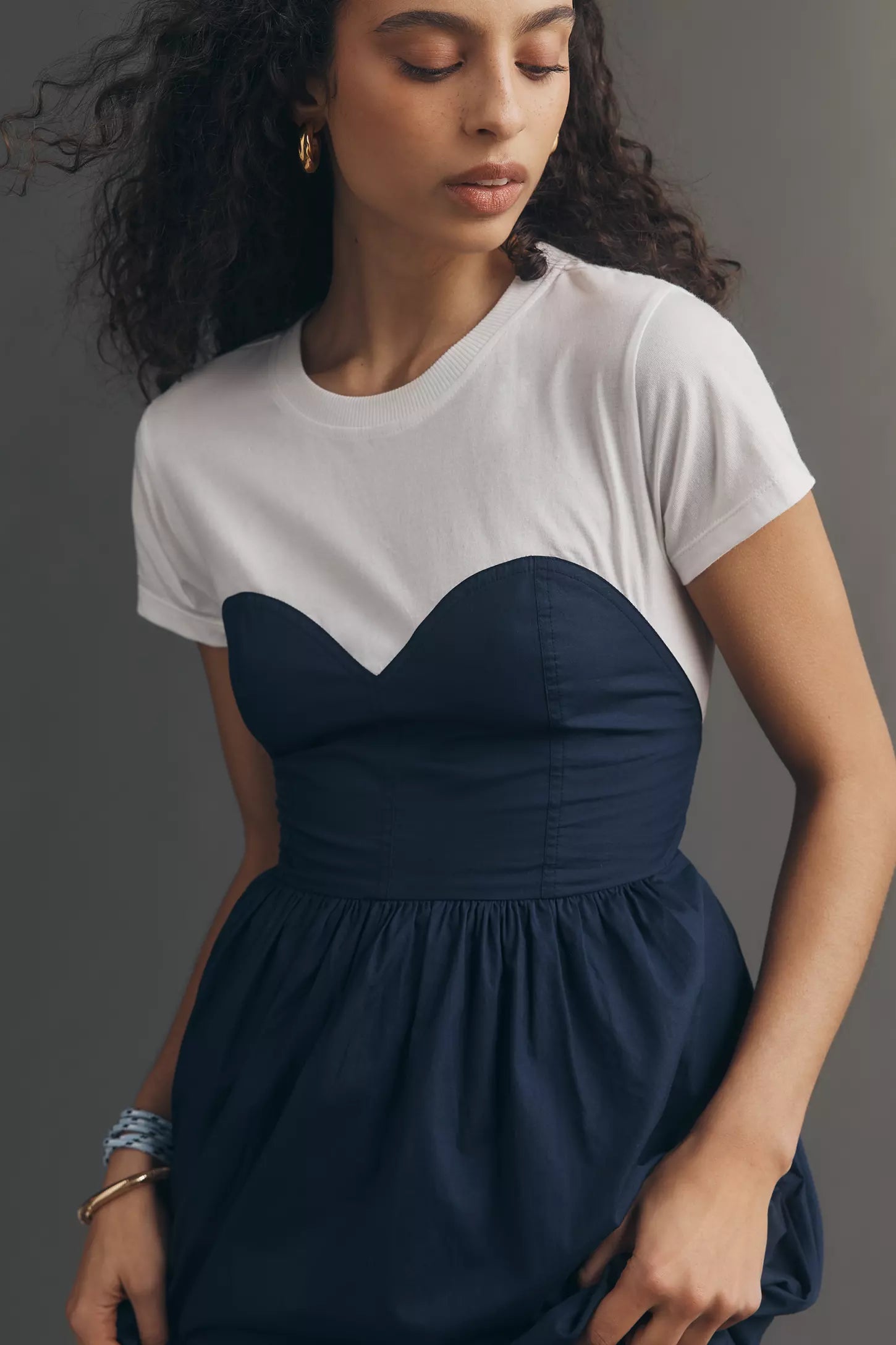 Maeve Bustier Twofer Midi Dress