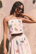 Load image into Gallery viewer, Flat White Tropical Embroidered Tank Top
