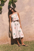 Load image into Gallery viewer, Flat White Tropical Embroidered Midi Skirt
