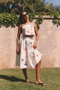 Load image into Gallery viewer, Flat White Tropical Embroidered Midi Skirt
