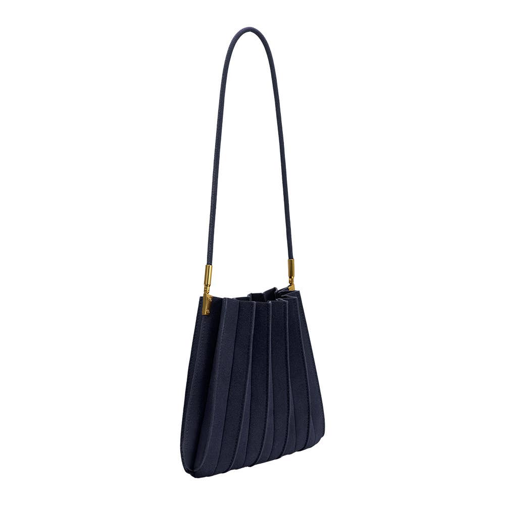 Melie Bianco Carrie Navy Vegan Suede Shoulder Bag
