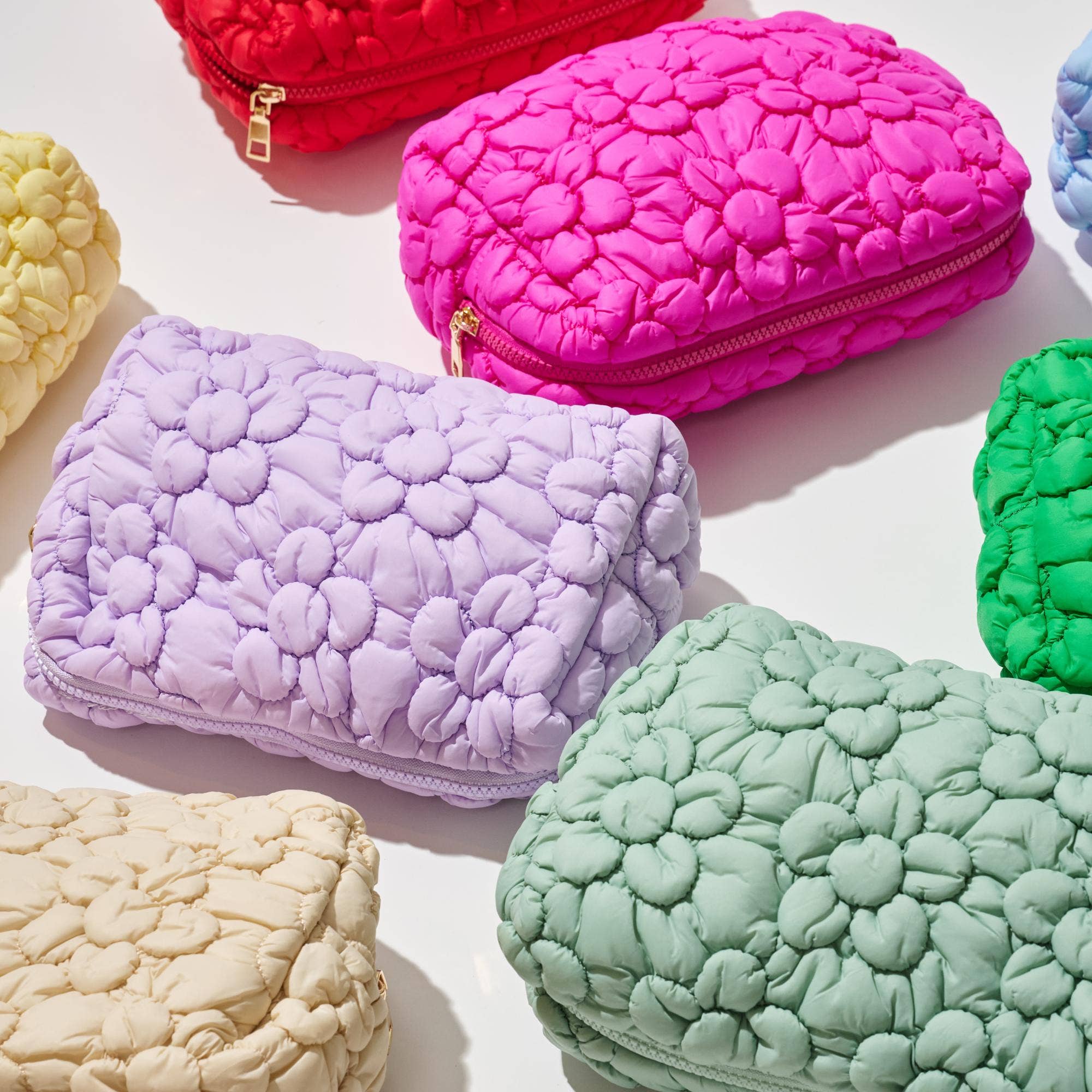 Flora Pop Nylon Cosmetic & Travel Organizer Pouch: Cream