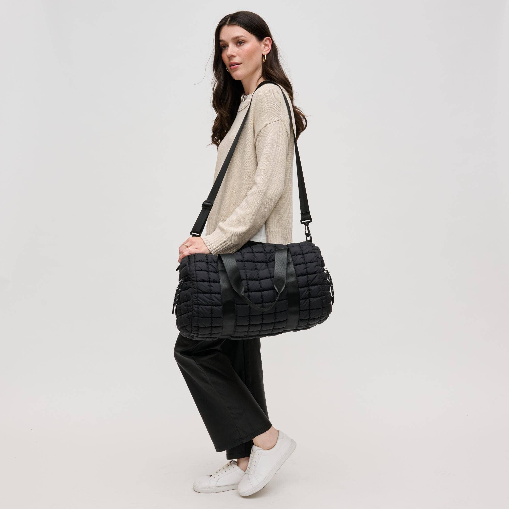 Ty Quilted Puffer Nylon Duffel: Natural