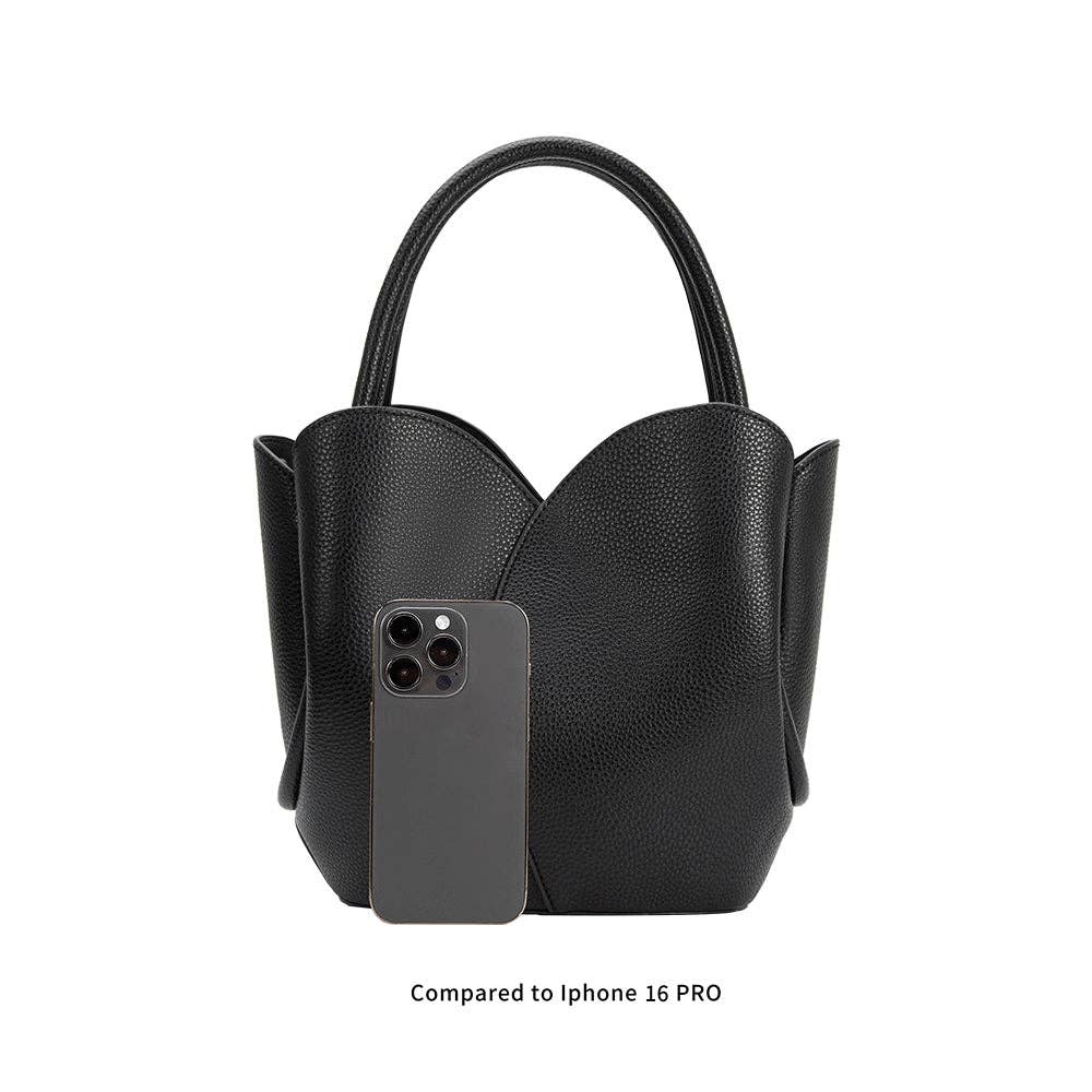 Tulip Black Recycled Vegan Top Handle Bag