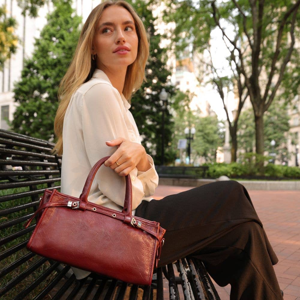 Rhonda Burgundy Recycled Vegan Top Handle Bag