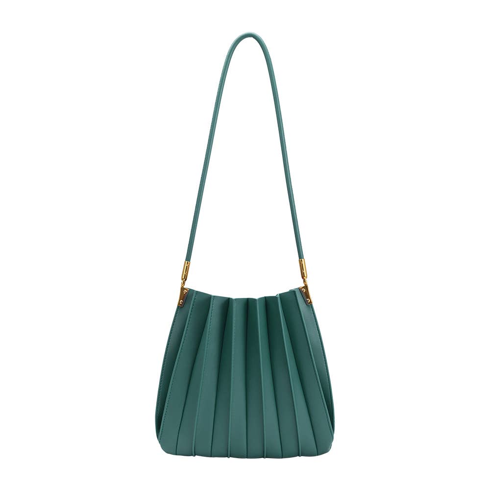 Carrie Peacock Pleated Vegan Shoulder Bag