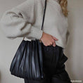 Load image into Gallery viewer, Carrie Black Pleated Vegan Shoulder Bag

