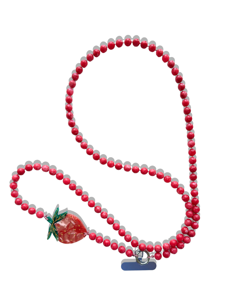 Hand-painted Strawberry Gemstone Crossbody Phone Chain