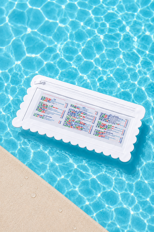Splash-Proof Mahjong Card Holder for Pool Mahjong - White Scallops LARGE SIZE: One Card Holder