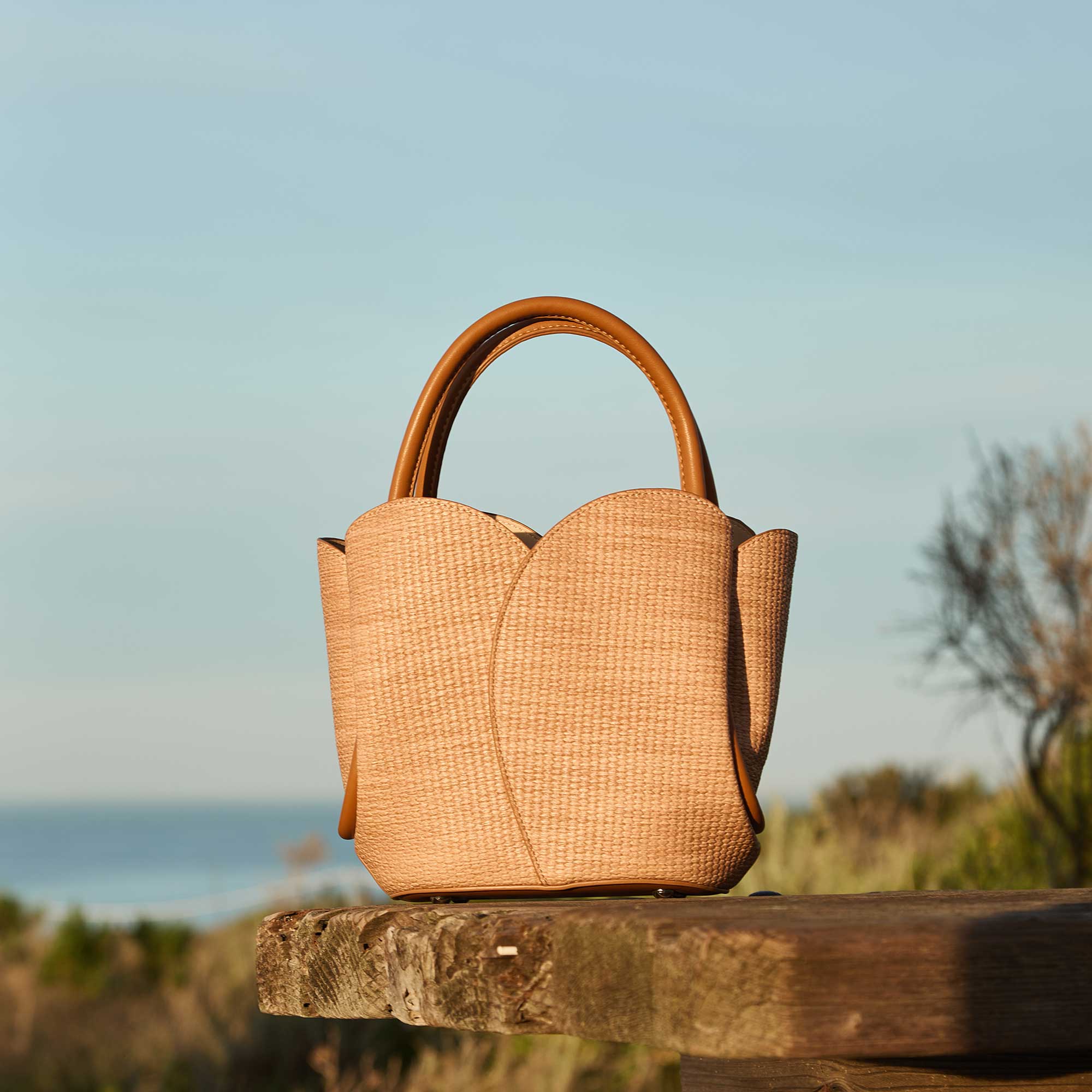 Tulip Raffia Embossed Recycled Top Handle