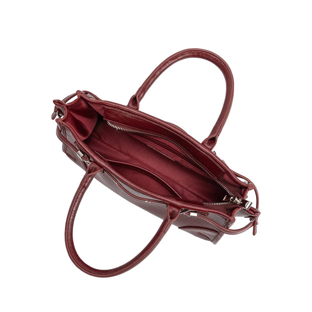 Rhonda Burgundy Recycled Vegan Top Handle Bag