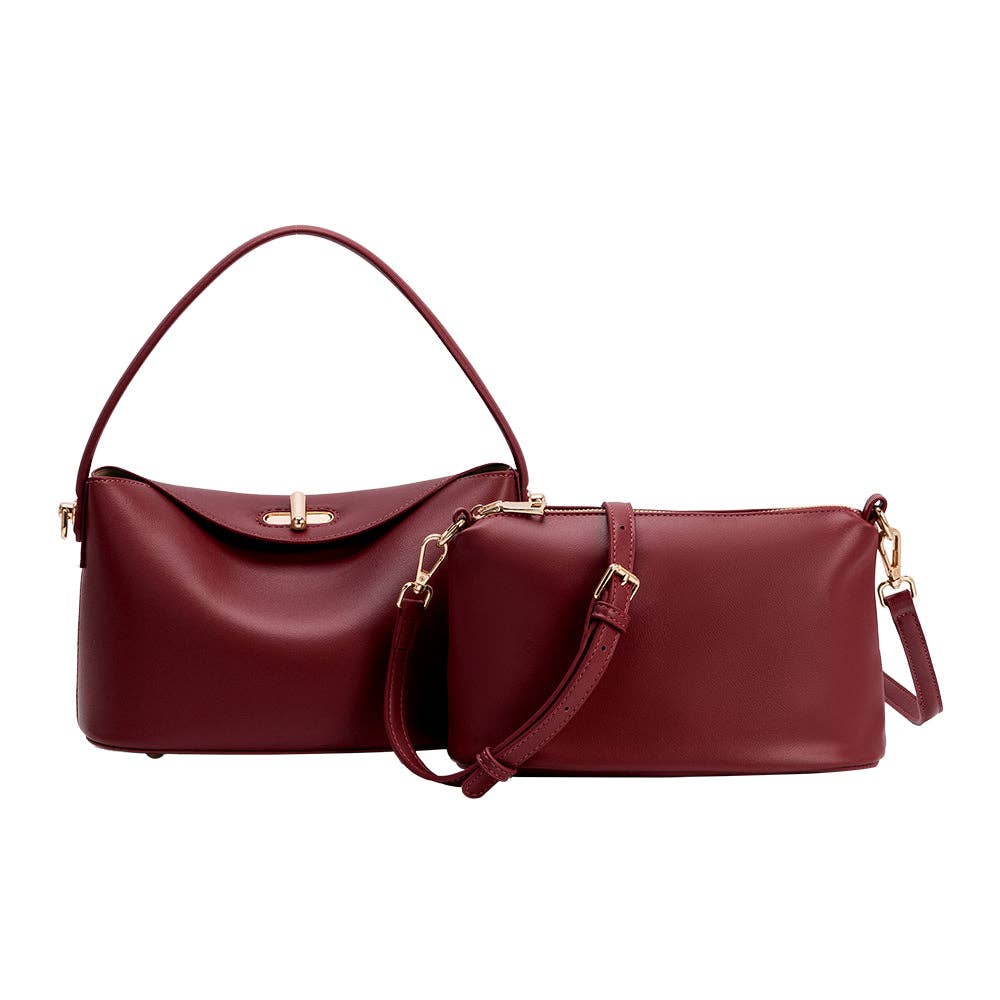 Melie Bianco Lana Burgundy Vegan Leather Crossbody