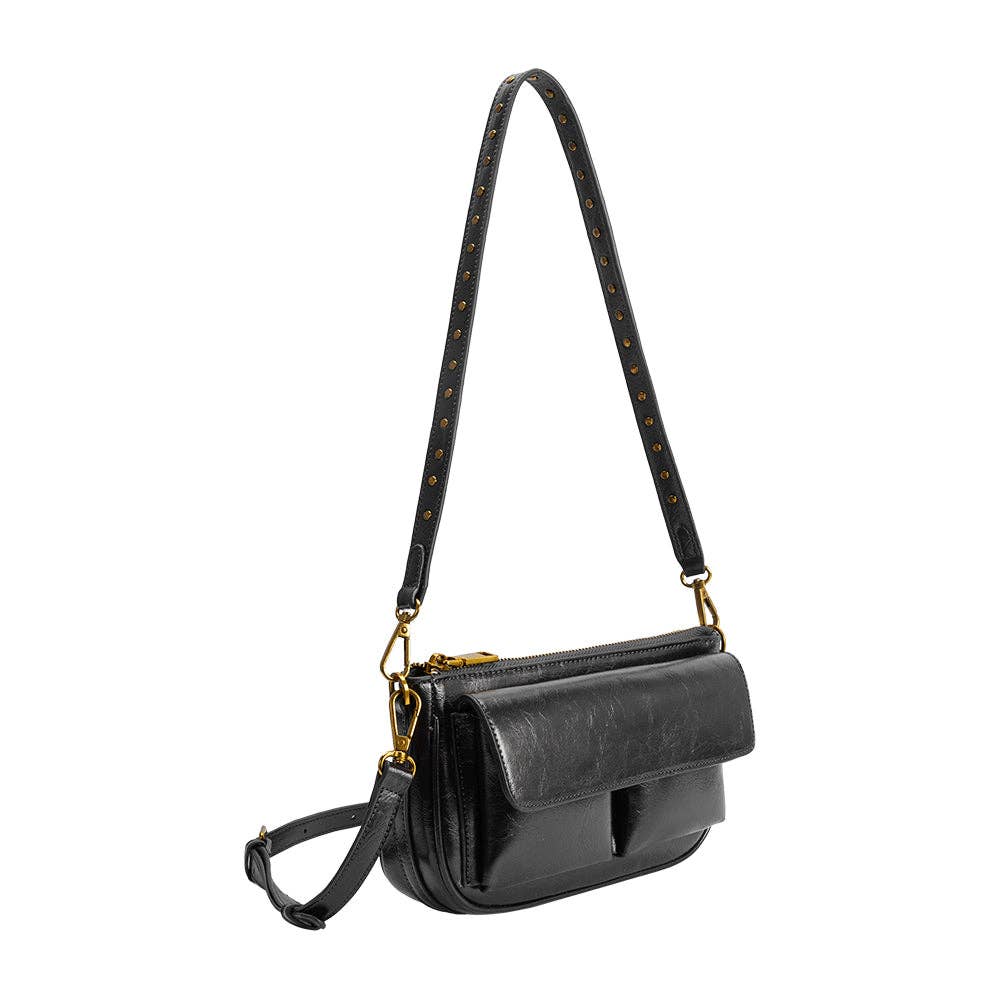 Aria Black Recycled Vegan Shoulder Bag