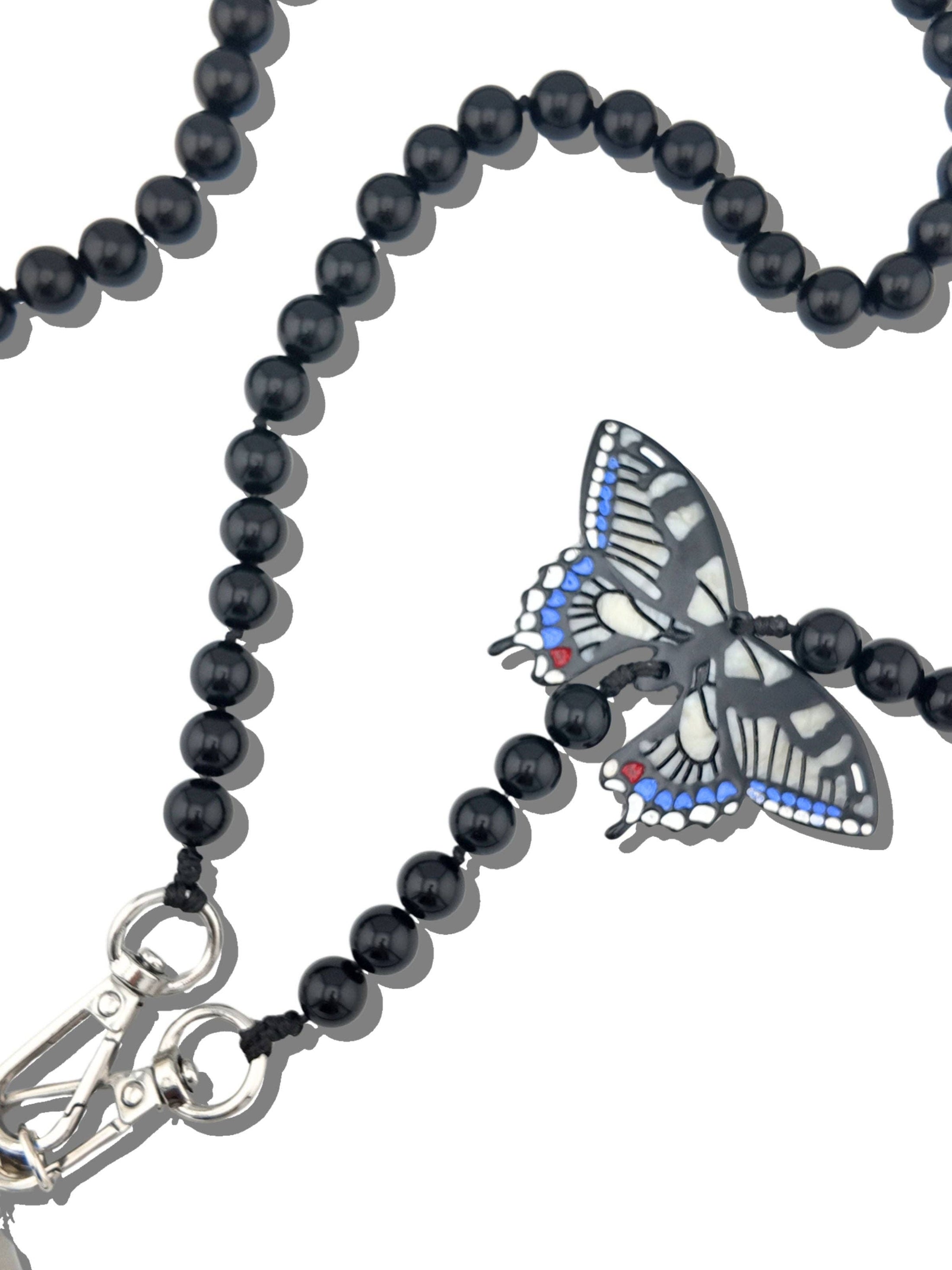 Hand-painted Swallowtail Crossbody Phone Chain: Pink