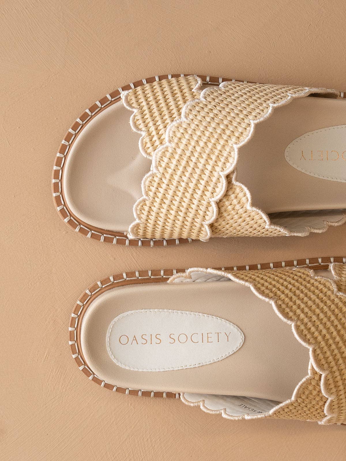The Fabby | Beige Double Strap Raffia Spring Slide