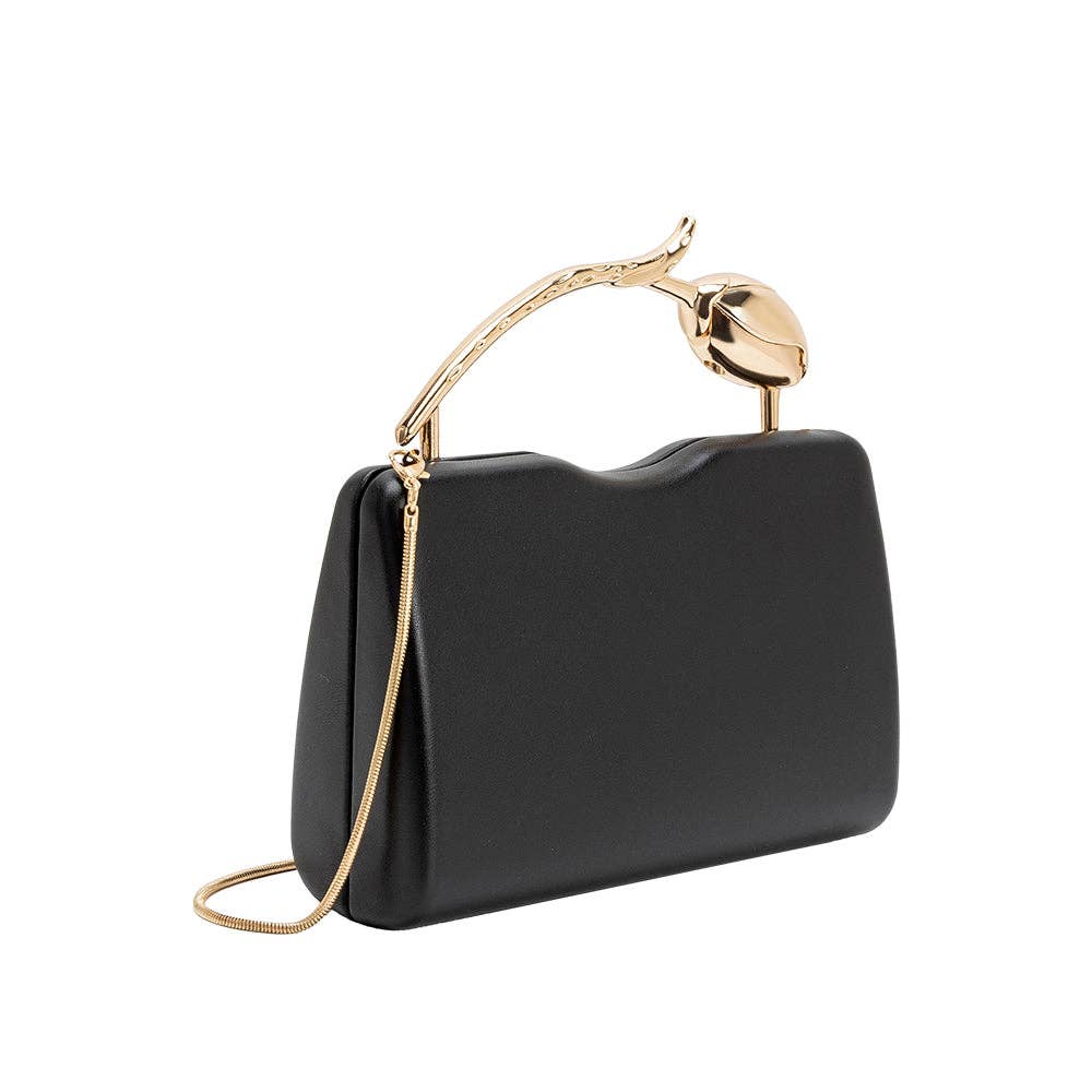 Belle Black Vegan Leather Top Handle Bag