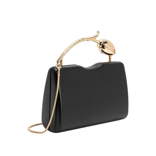 Belle Black Vegan Leather Top Handle Bag