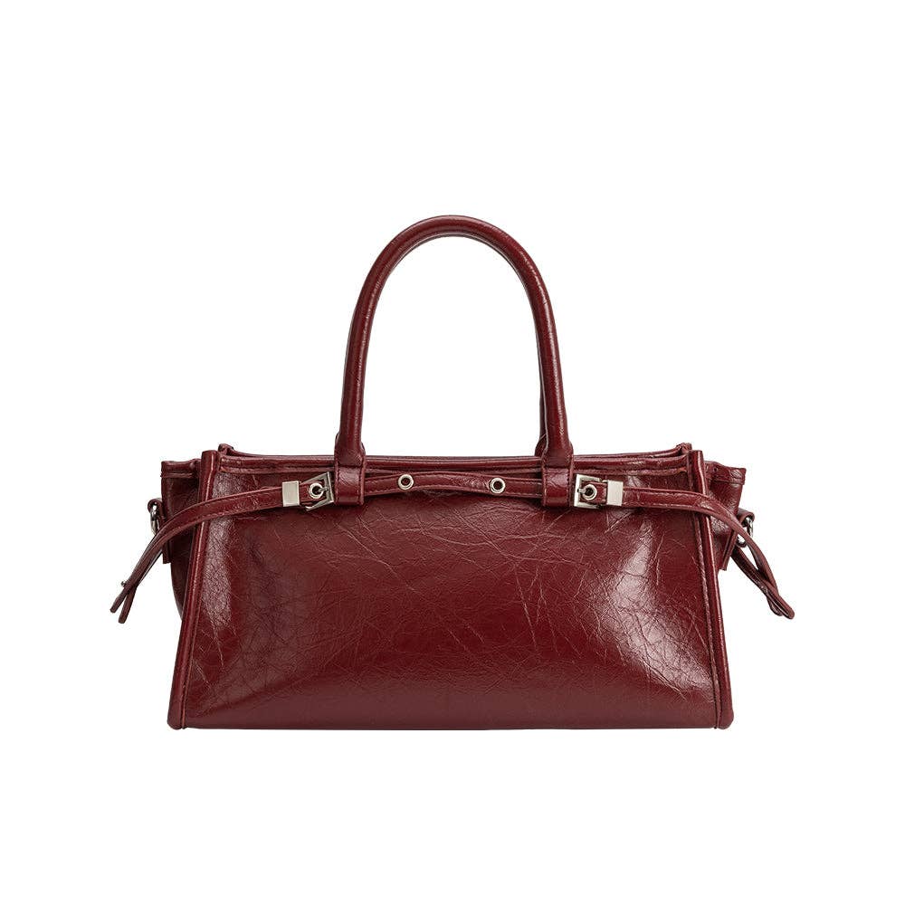 Rhonda Burgundy Recycled Vegan Top Handle Bag