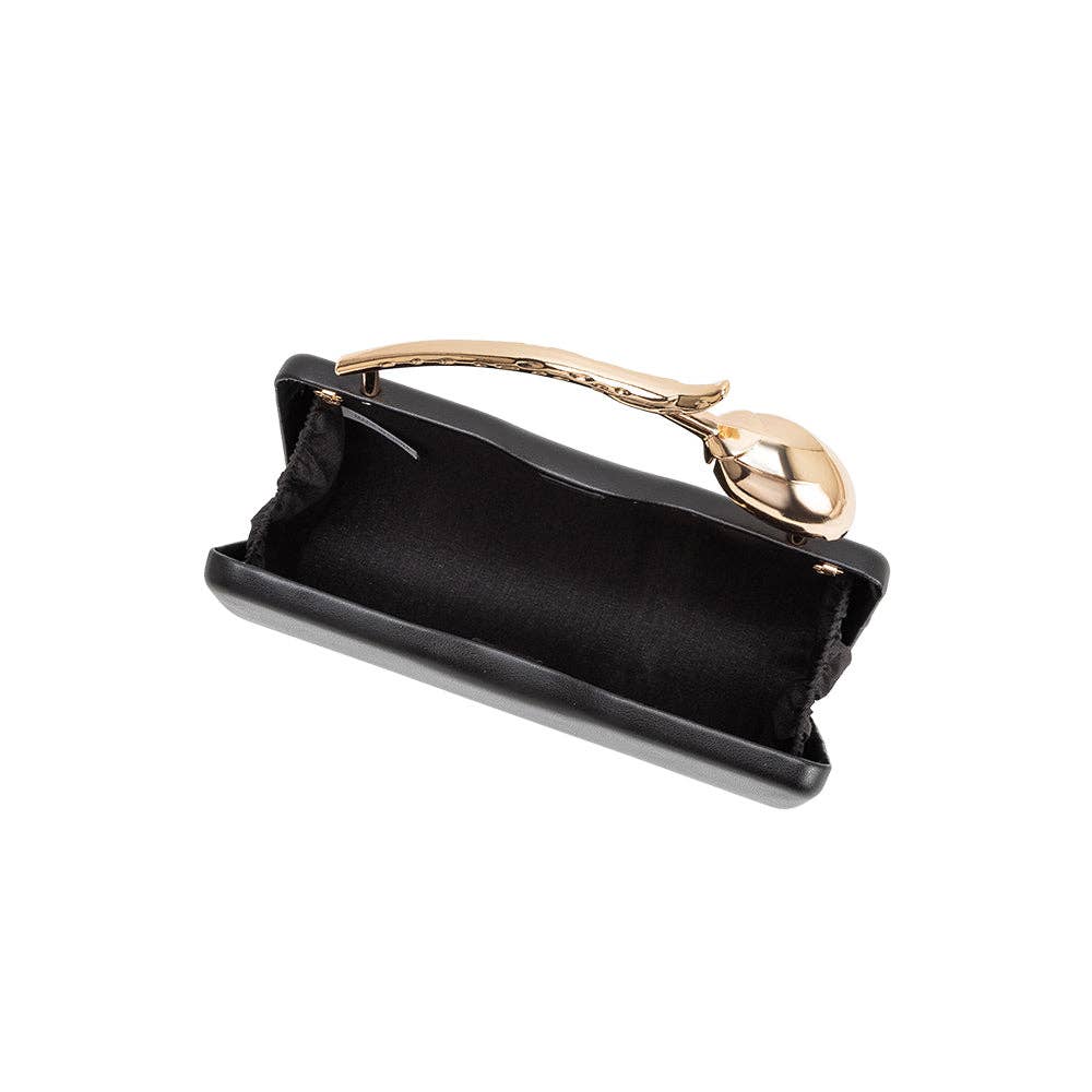 Belle Black Vegan Leather Top Handle Bag