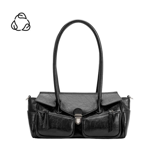Ruthie Black Recycled Vegan Leather Shoulder Bag