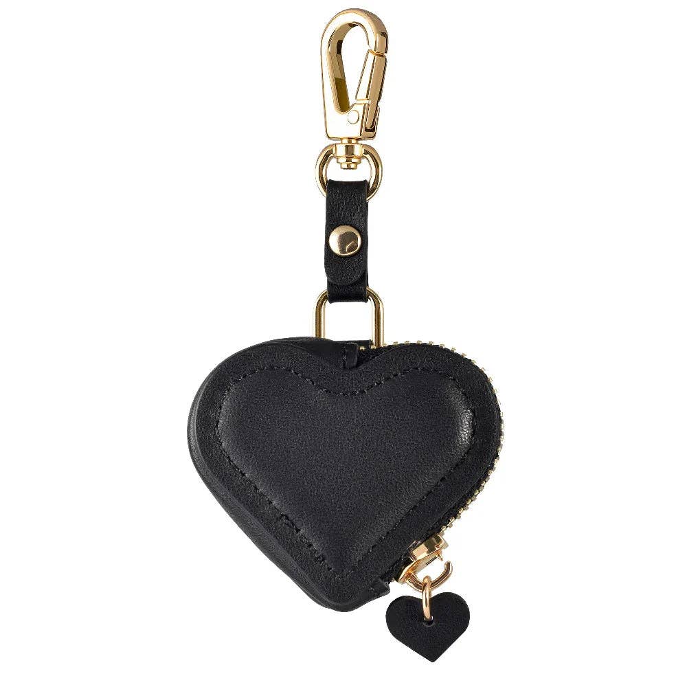 Heart Leather Bag Charm for Airtag®: Black