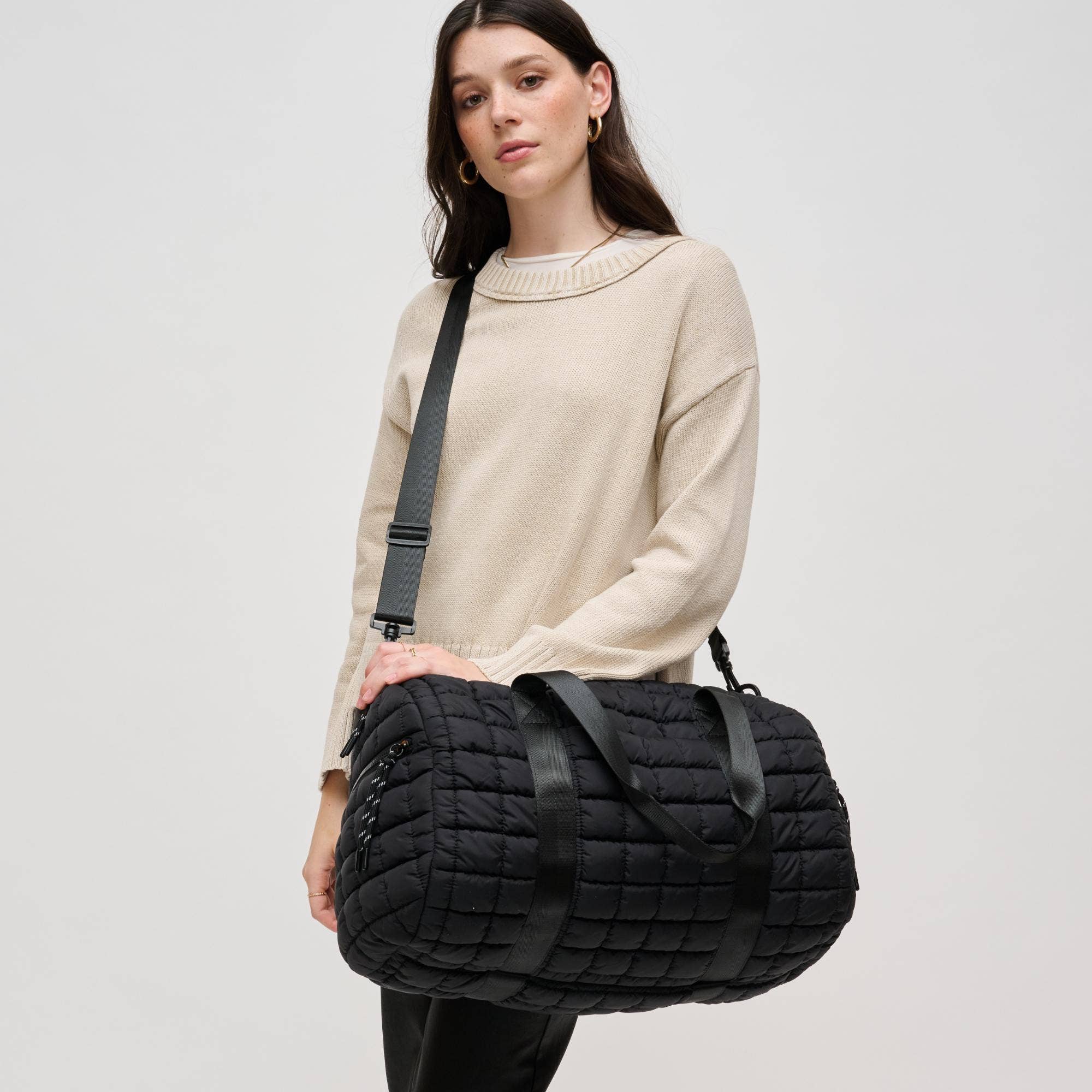 Ty Quilted Puffer Nylon Duffel: Natural