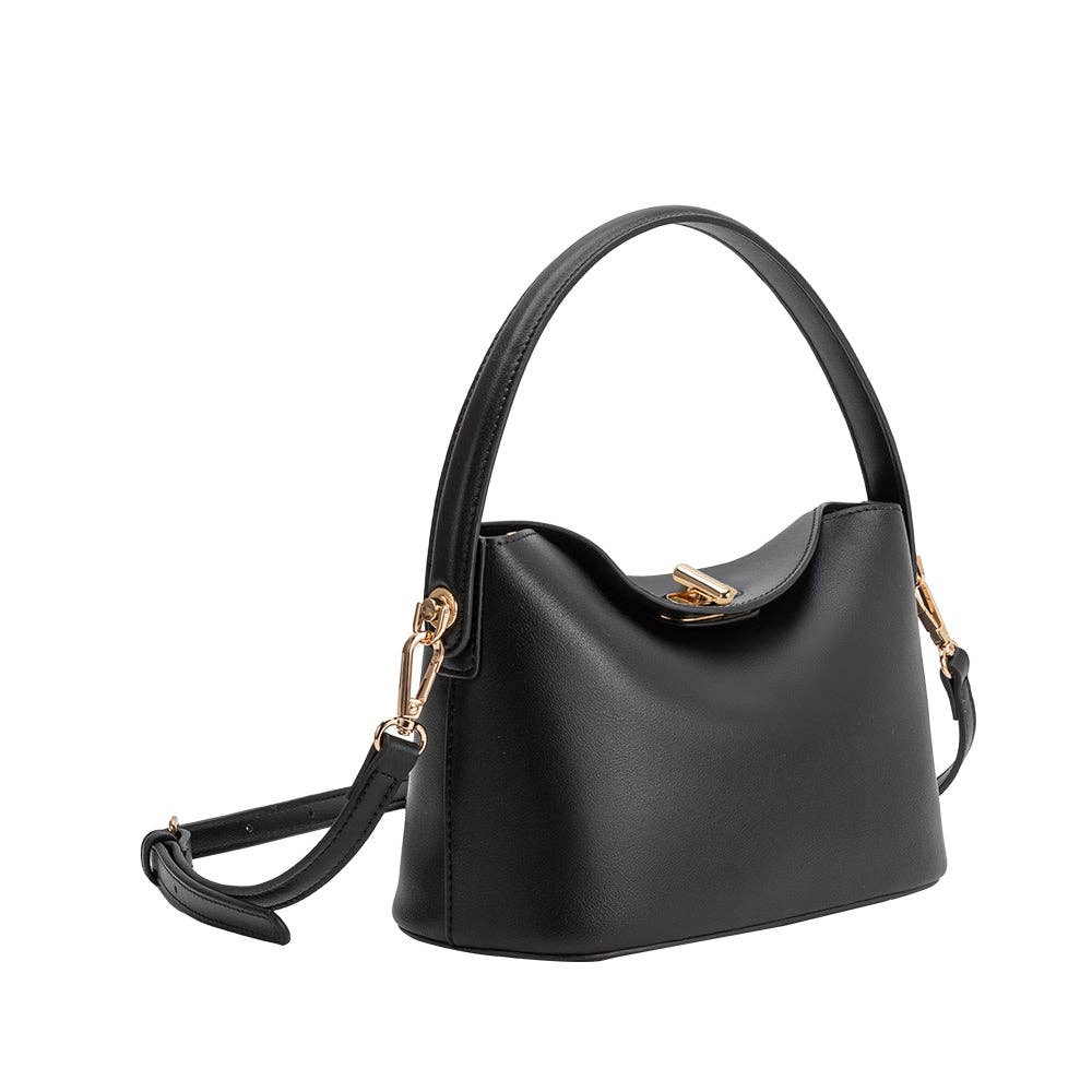 Lana Black Recycled Vegan Leather Xbody Bag