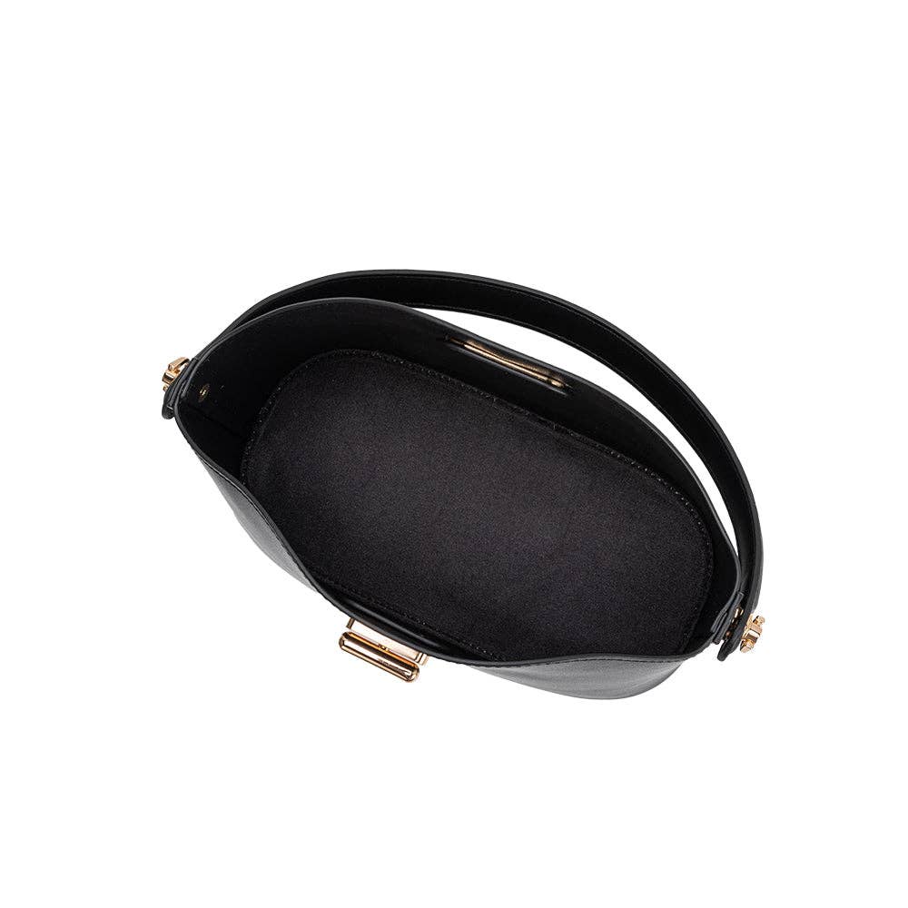Lana Black Recycled Vegan Leather Xbody Bag