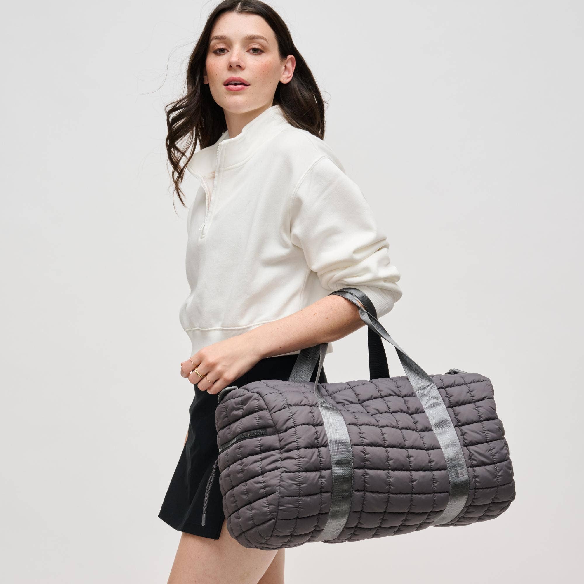 Ty Quilted Puffer Nylon Duffel: Carbon
