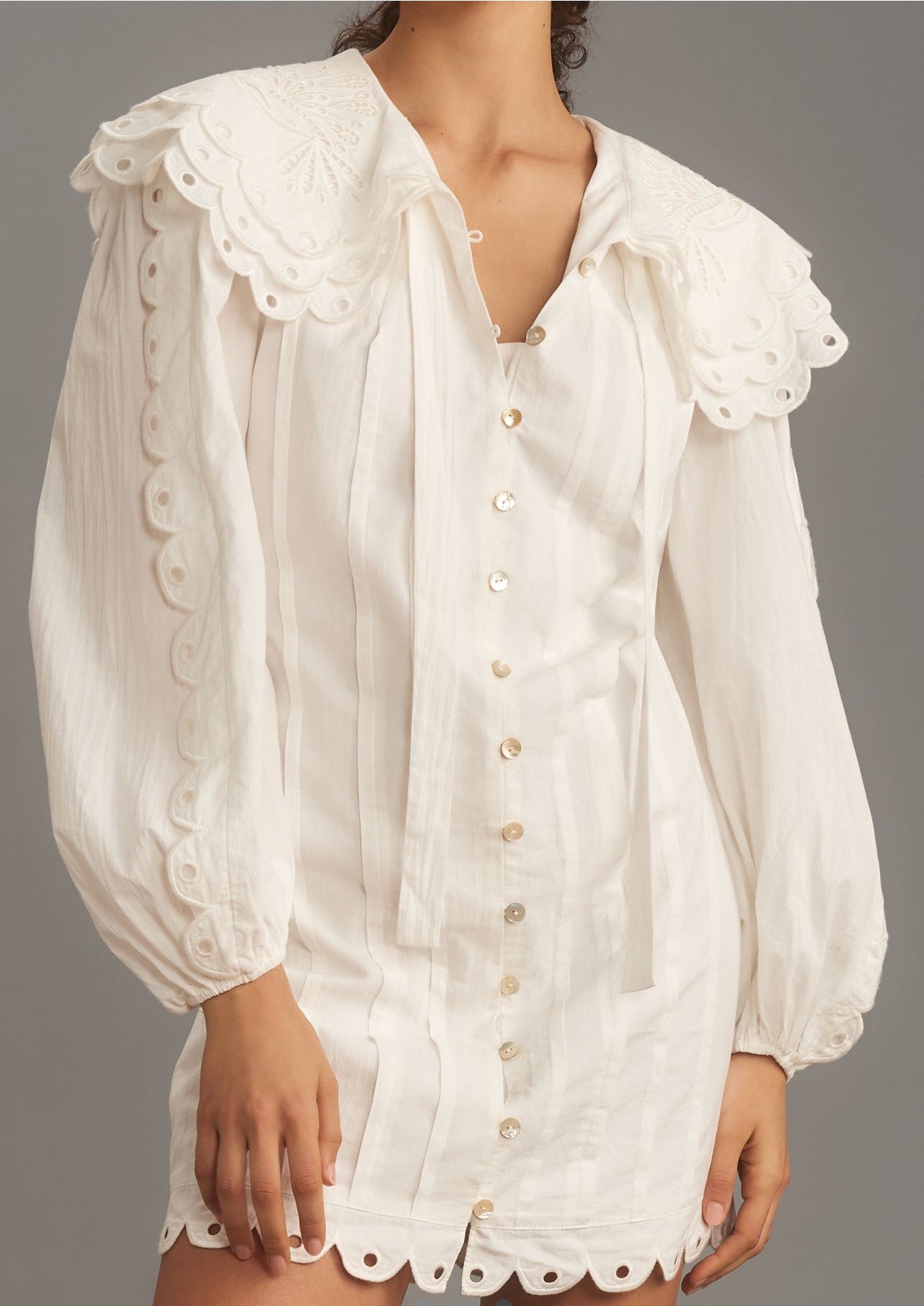 Farm Rio Long-Sleeve Embellished Collared Mini Dress katie + hubbell Farm Rio Long-Sleeve Embellished Collared Mini Dress katie + hubbell