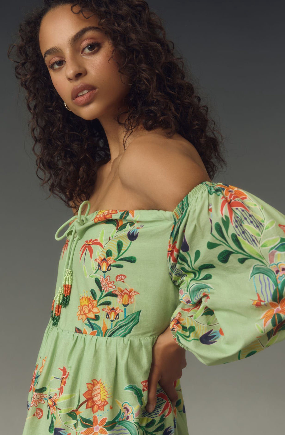 Farm Rio x Anthropologie Off-The-Shoulder Tiered Floral Midi Dress katie + hubbell Farm Rio x Anthropologie Off-The-Shoulder Tiered Floral Midi Dress katie + hubbell
