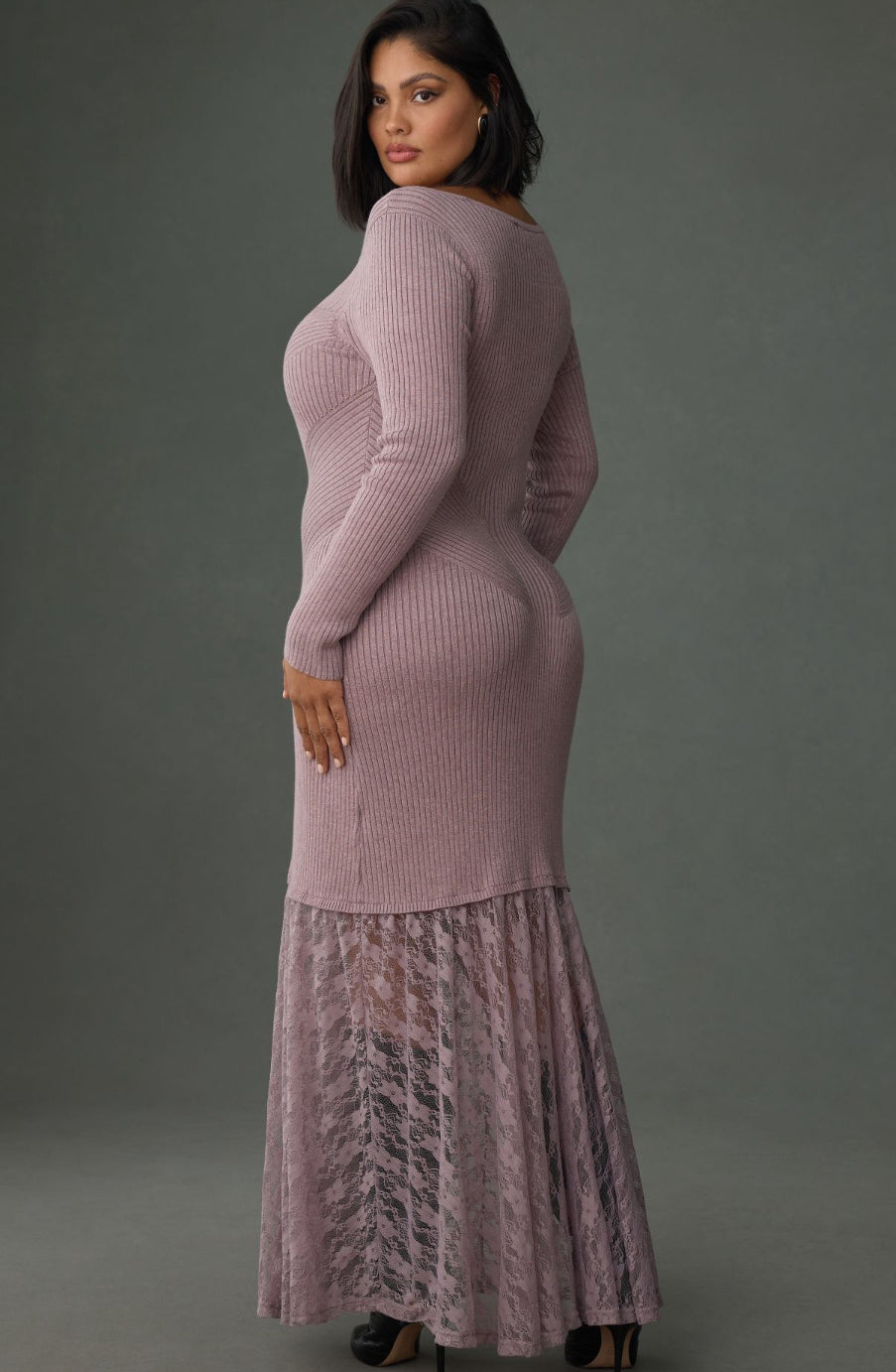 By Anthropologie V-Neck Lace Twofer Sweater Dress katie + hubbell By Anthropologie V-Neck Lace Twofer Sweater Dress katie + hubbell