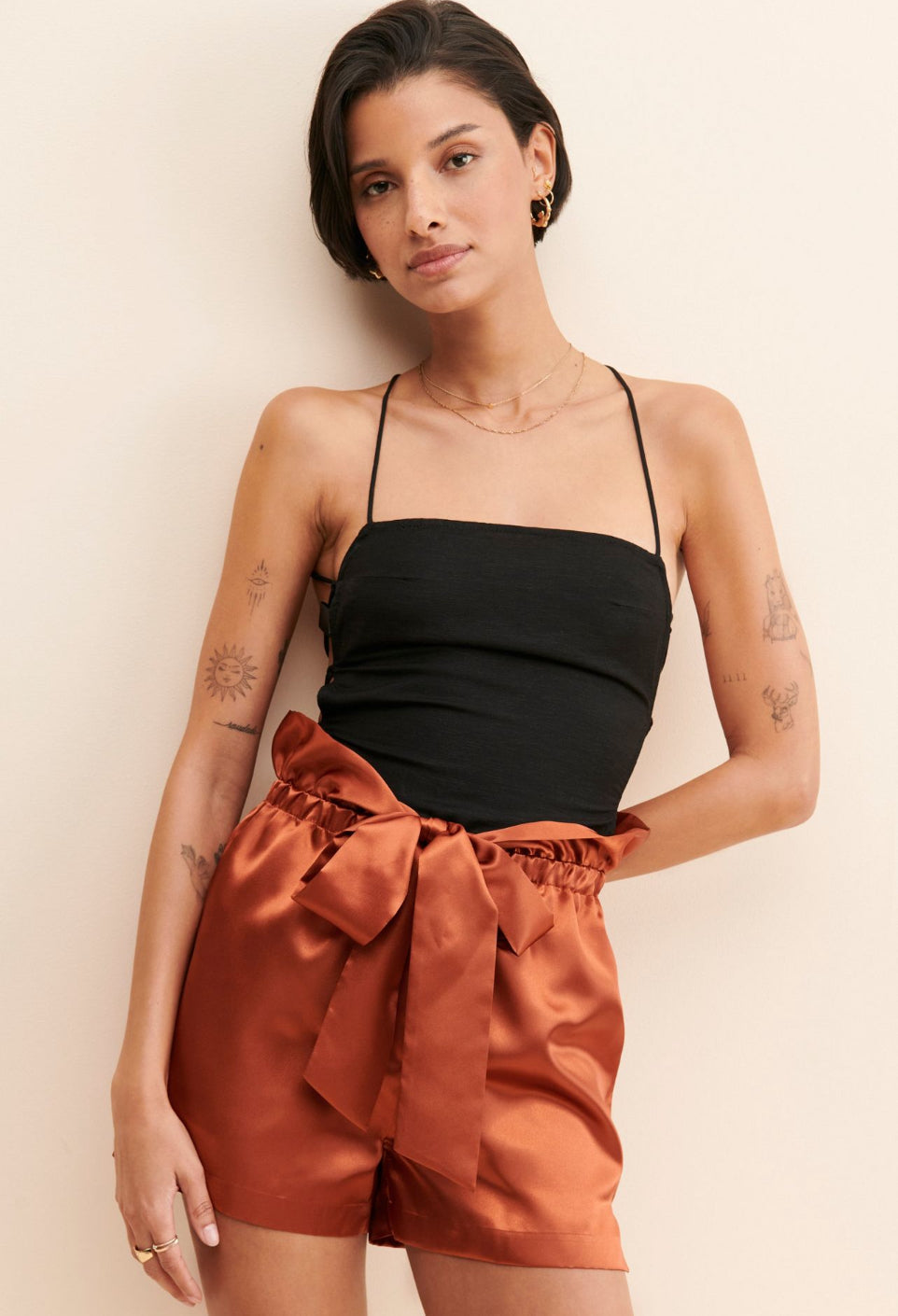 Allina Liu Webb Satin Shorts