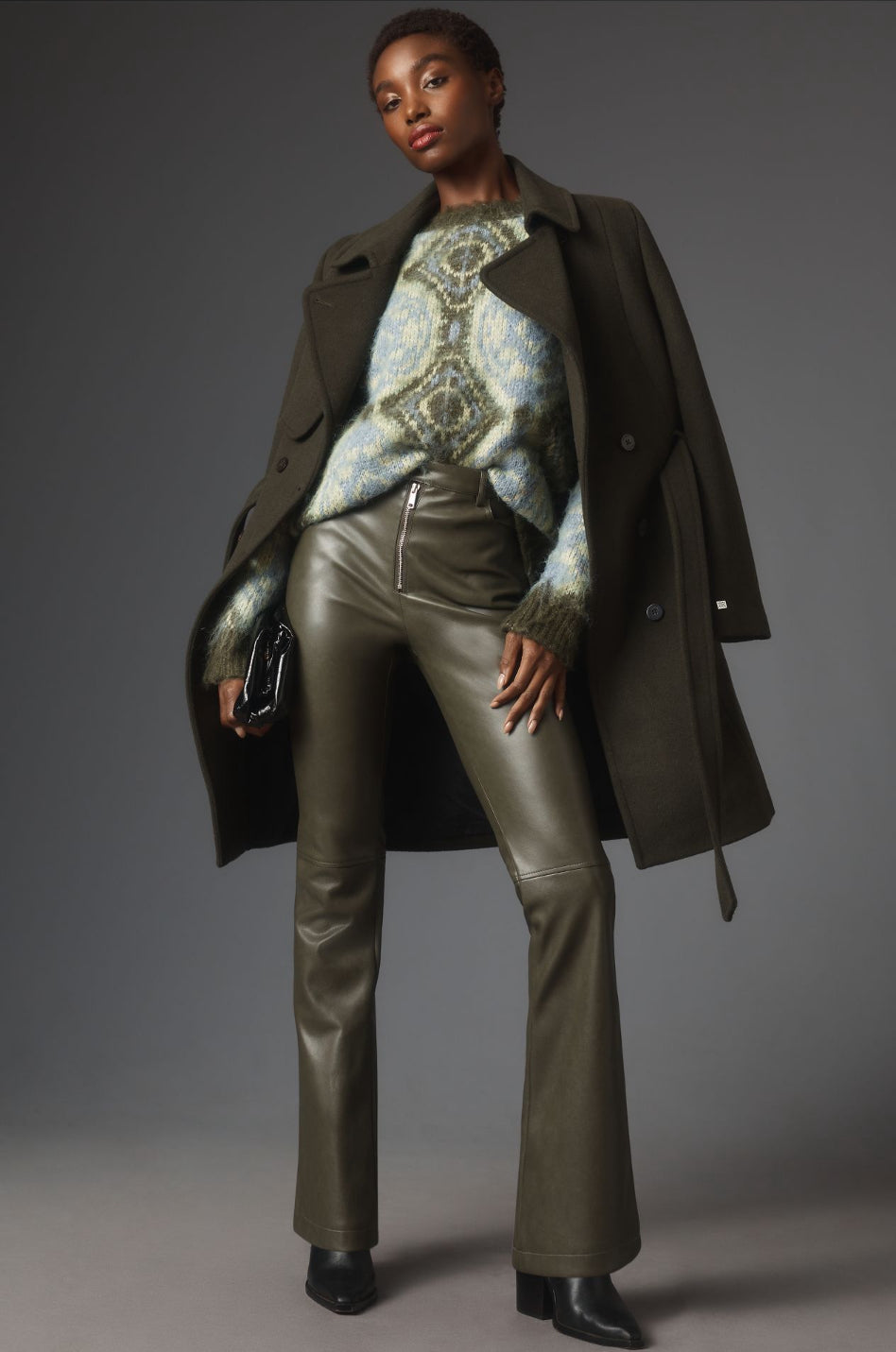 Avec Les Filles Faux Leather Kick-Flare Trousers