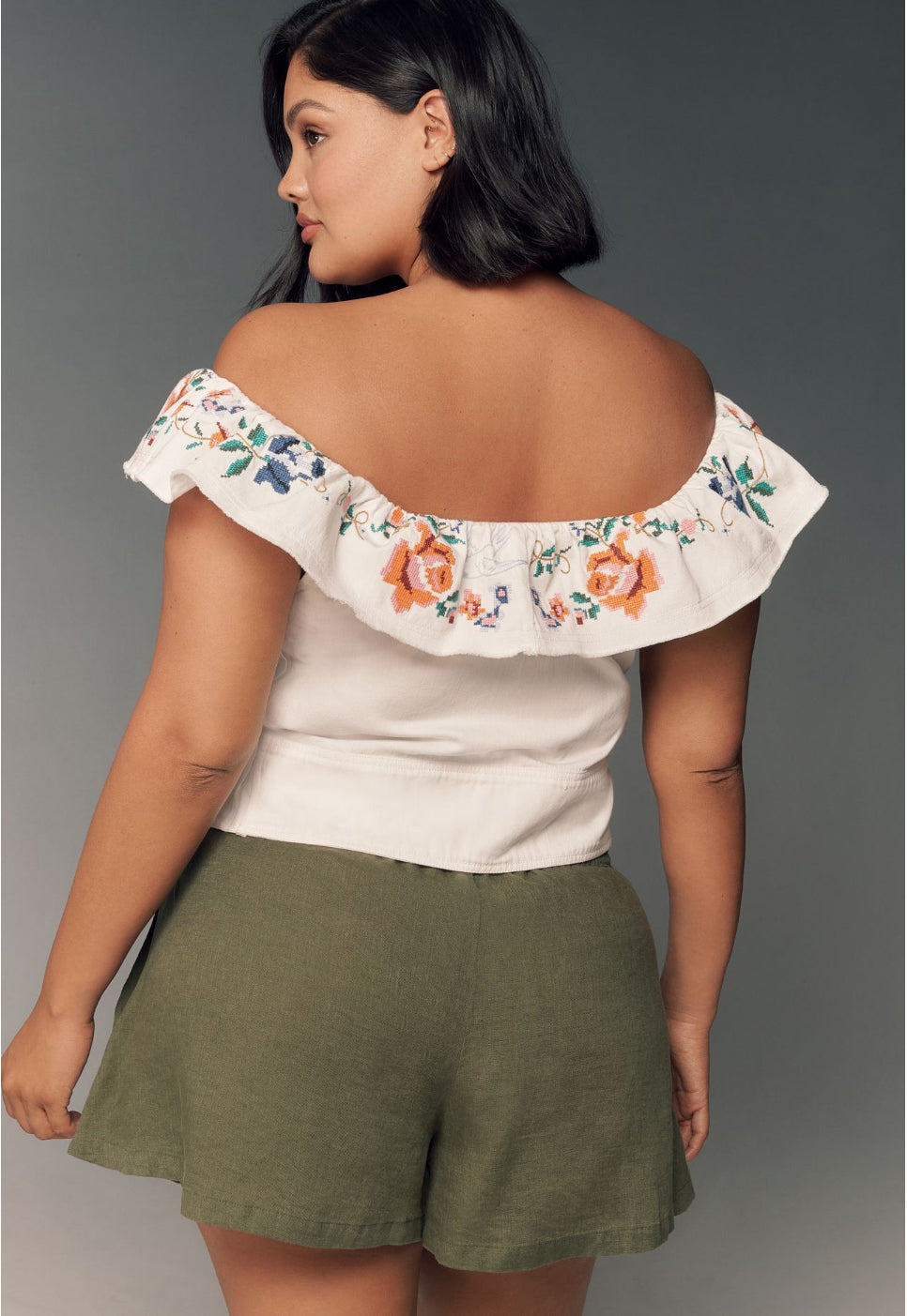 Pilcro Embellished Ruffle Collar Top
