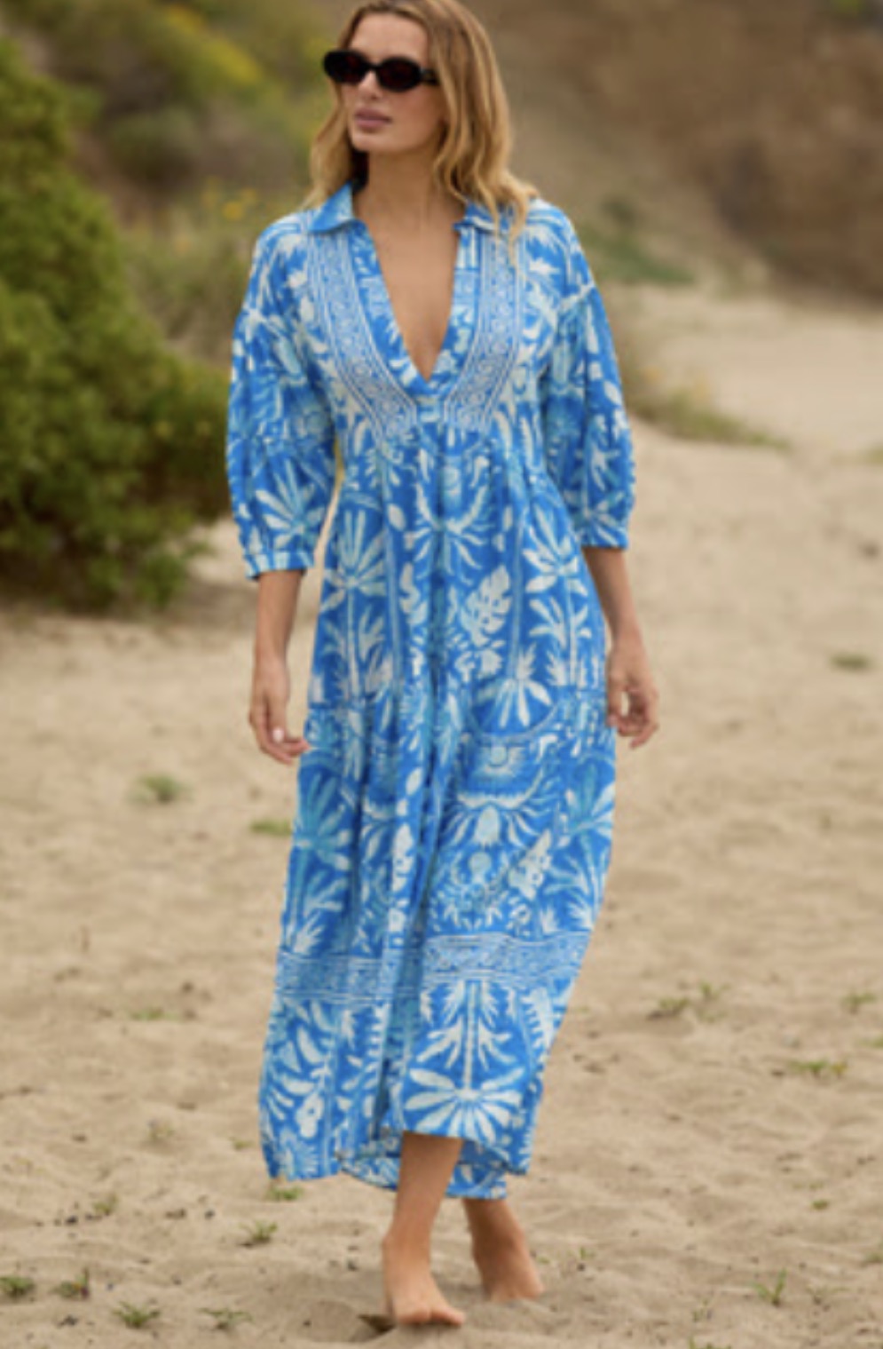 The Carolita Printed Tiered Shirt Dress by Celandine