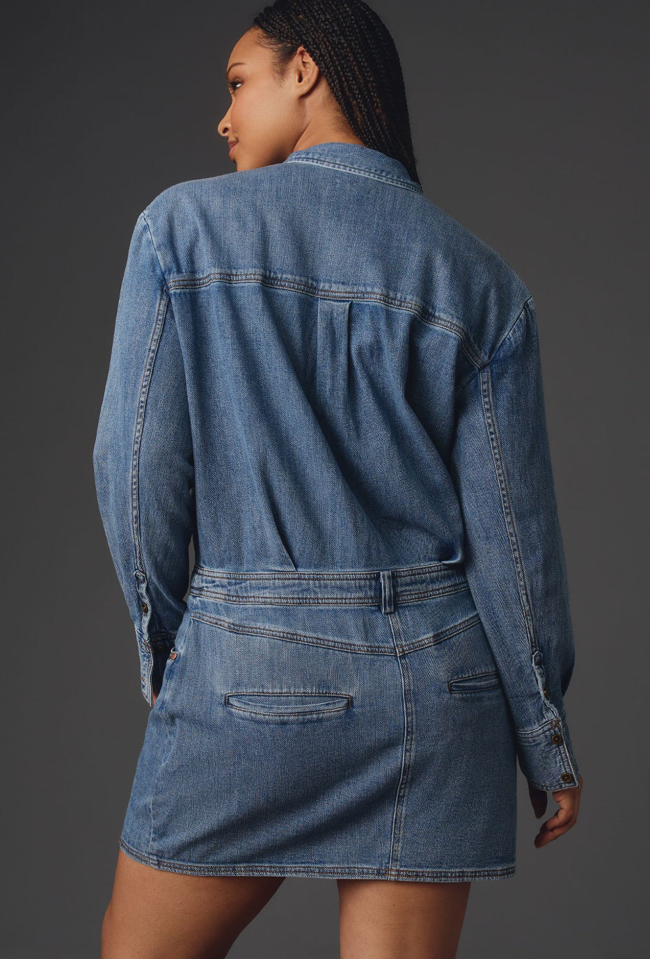 Pilcro Long-Sleeve Denim Micro Mini Shirt Dress katie + hubbell Pilcro Long-Sleeve Denim Micro Mini Shirt Dress katie + hubbell