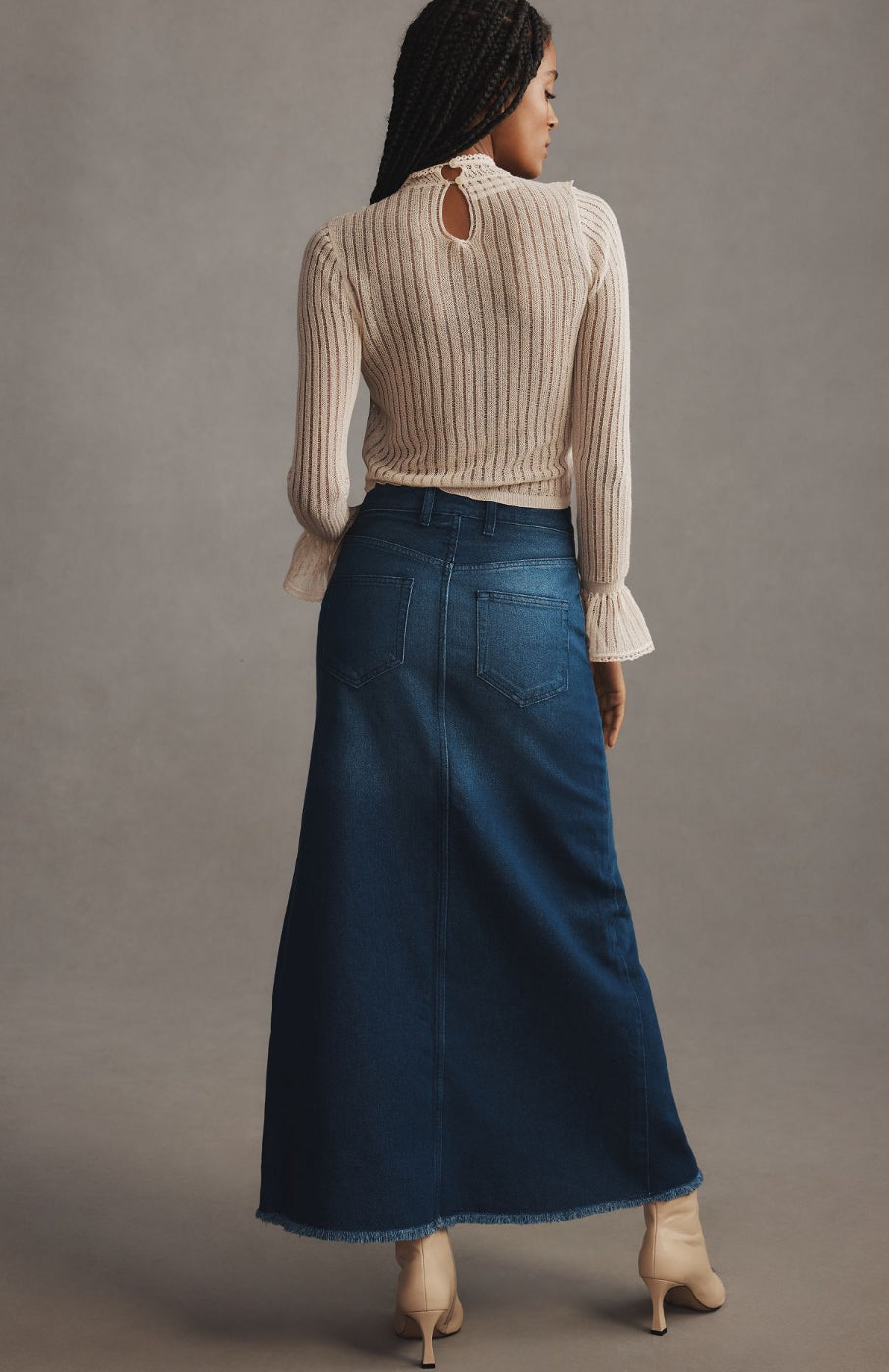 The Madi Front-Slit Denim Skirt by Pilcro – katie + hubbell