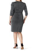 Load image into Gallery viewer, Halston Metallic Silver Draped Sheath Dress - EUC
