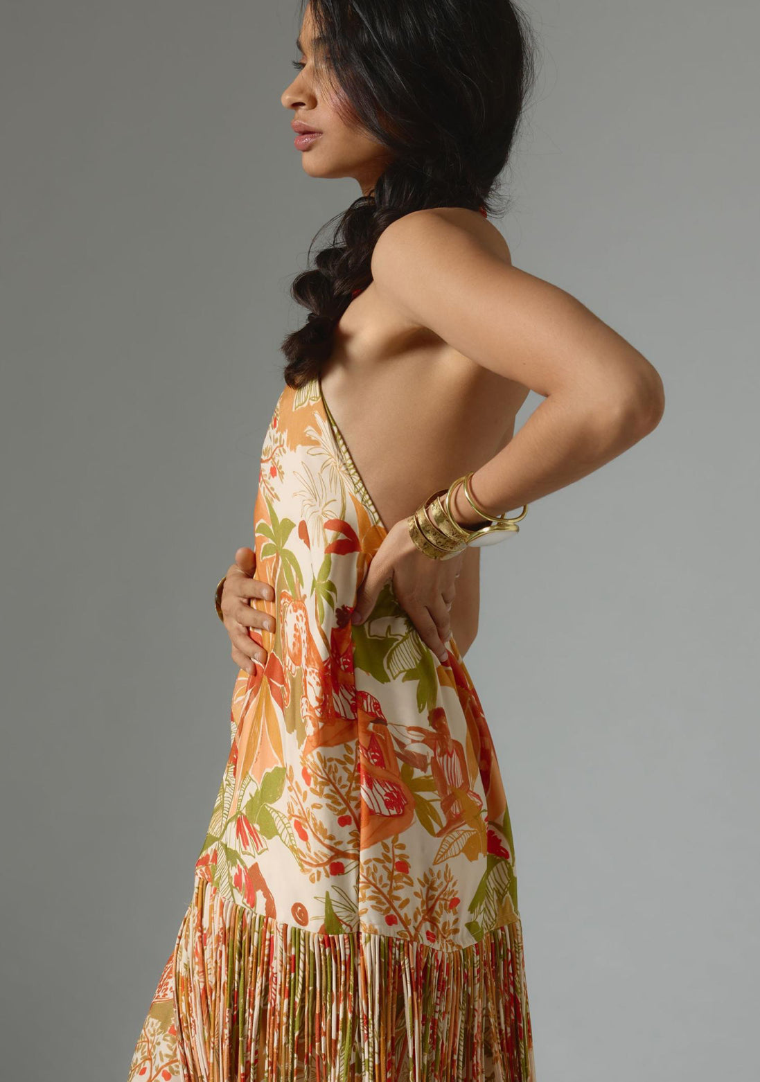 Farm Rio Fringed Halter Dress Farm Rio Fringed Halter Dress