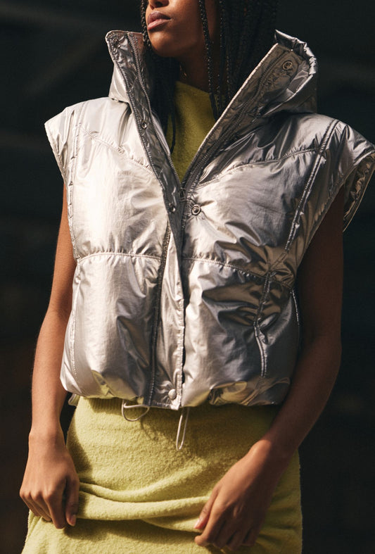 Daily Practice by Anthropologie Metallic Puffer Vest