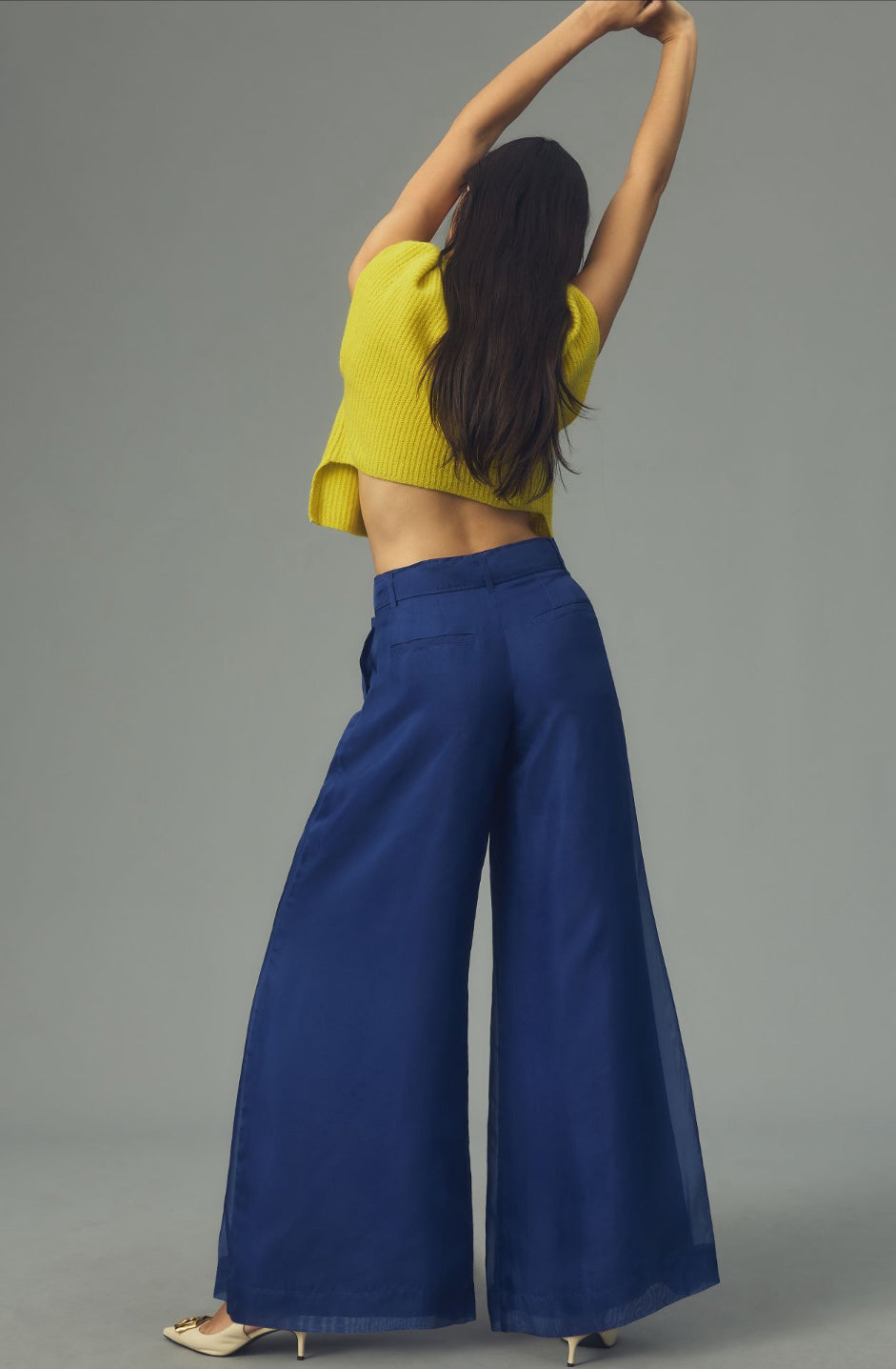 By Anthropologie Silk Organza Wide-Leg Pants
