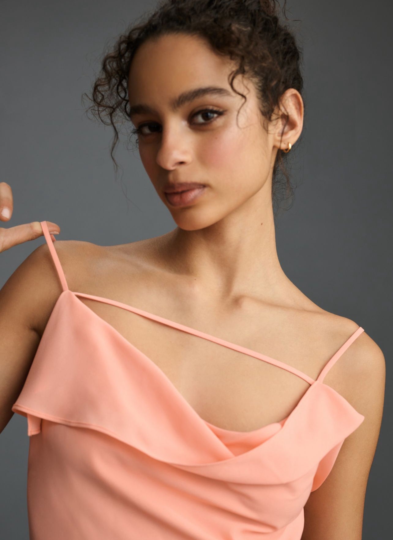 Mare Mare Sleeveless Draped Asymmetrical Midi Dress XS / Peach Mare Mare Sleeveless Draped Asymmetrical Midi Dress XS / Peach