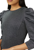 Load image into Gallery viewer, Halston Metallic Silver Draped Sheath Dress - EUC
