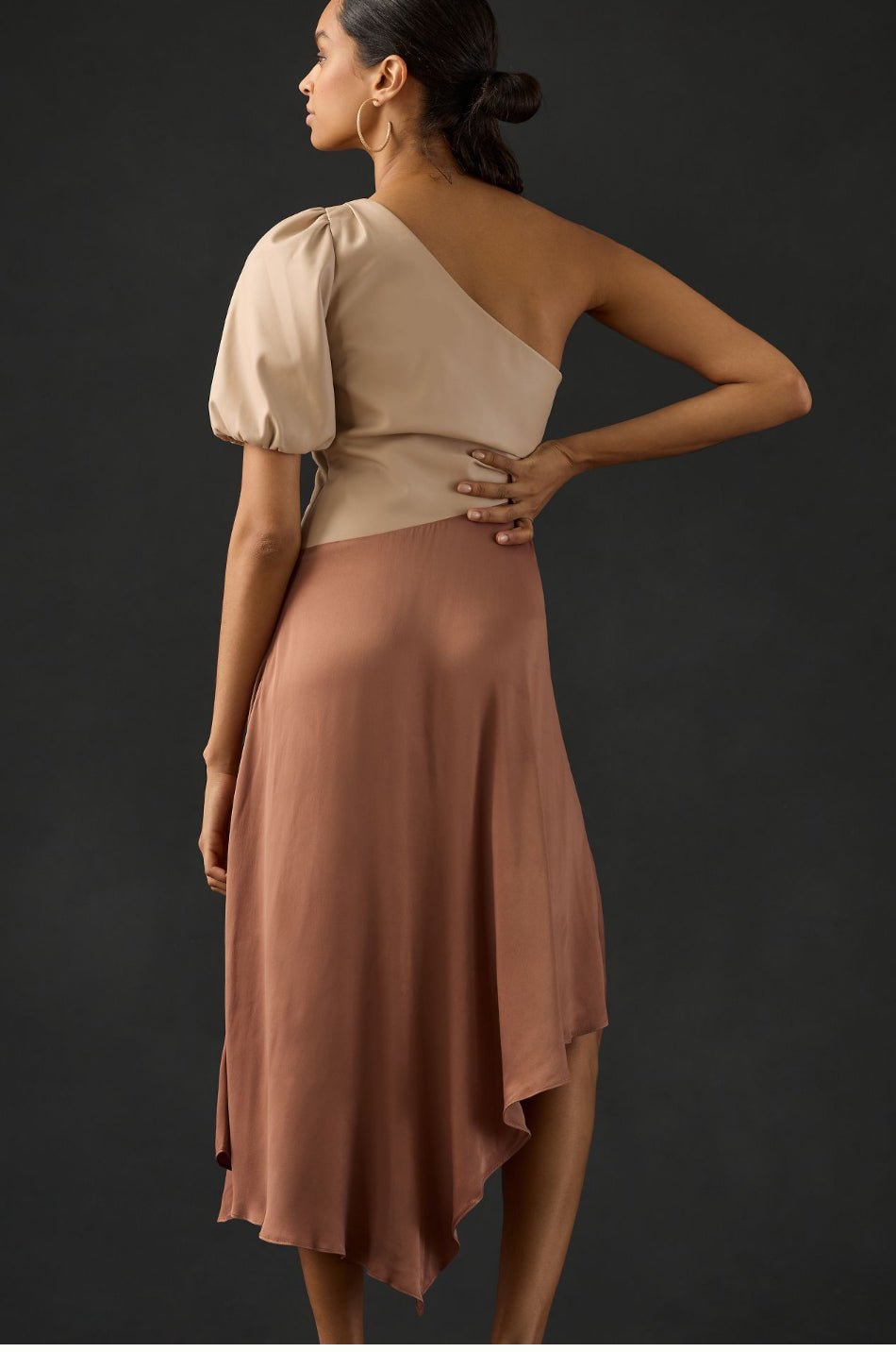 By Anthropologie Faux Leather One-Shoulder Asymmetrical Midi Dress By Anthropologie Faux Leather One-Shoulder Asymmetrical Midi Dress