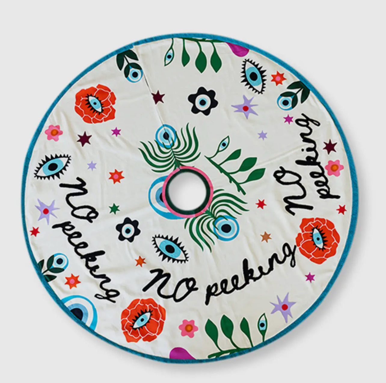 No Peeking Embroidered Tree Skirt - Thumbnail 2